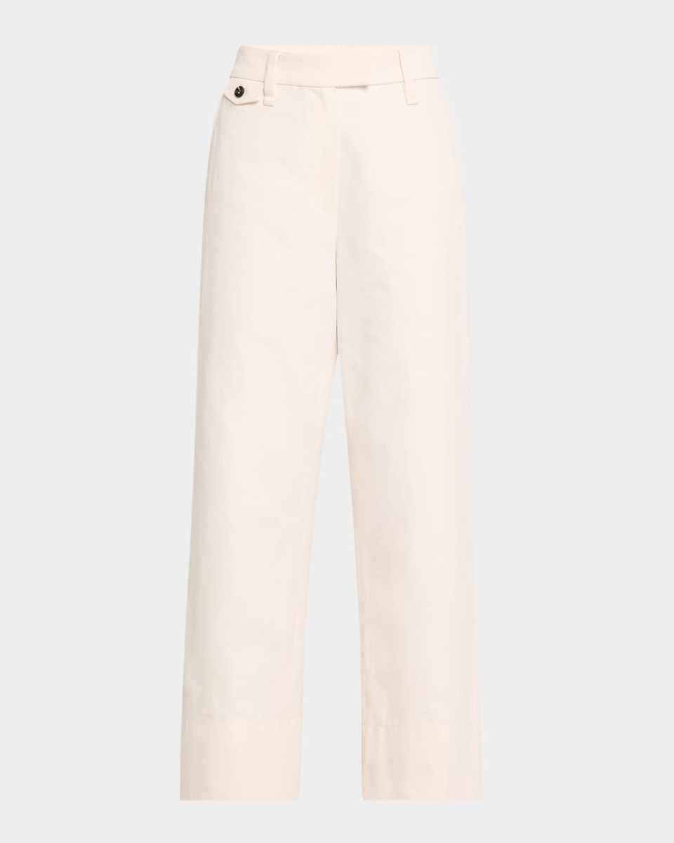 Cotton-Linen Wide-Leg Crop Chino Pants